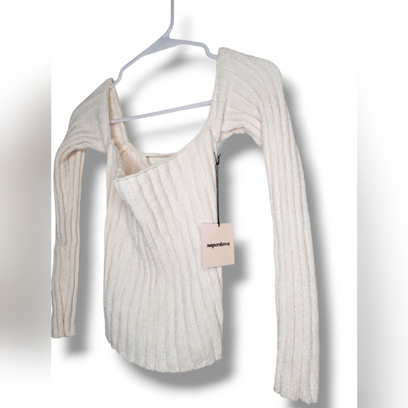 NWT Revolve Superdown Sherrie Lace Up Back Sweater in Ivory Sz S - Picture 7 of 12